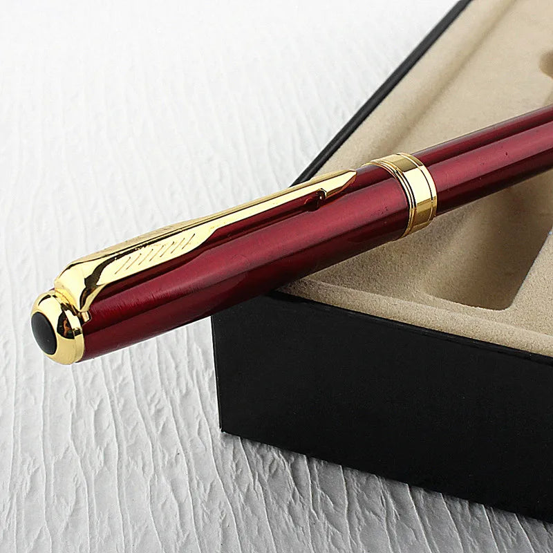 Luxury Metal Ballpoint Pen - Stainless Steel with Golden Trim