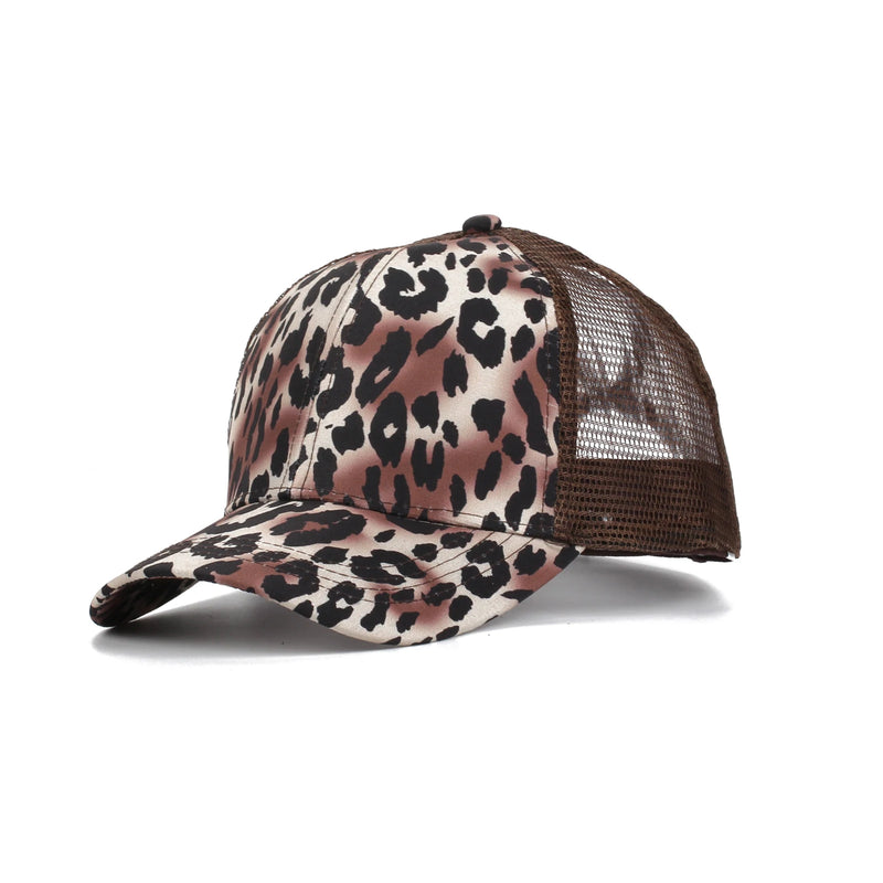 Leopard Print High Ponytail Ball Cap