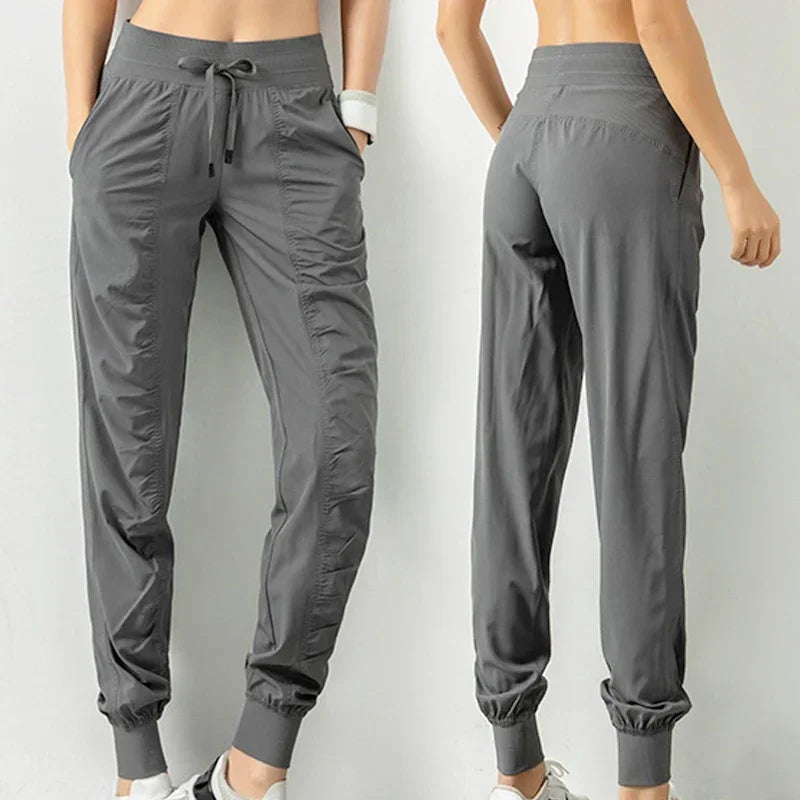 Fabric Drawstring Sporty Joggers