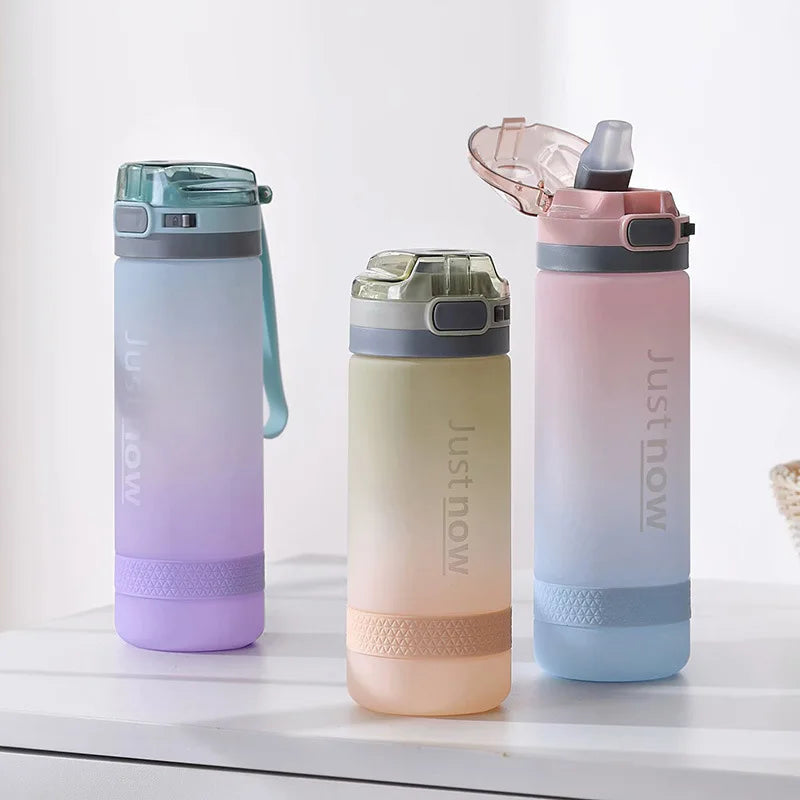 600ml New Fashion Water Bottle with Straw – Portable Outdoor Shaker