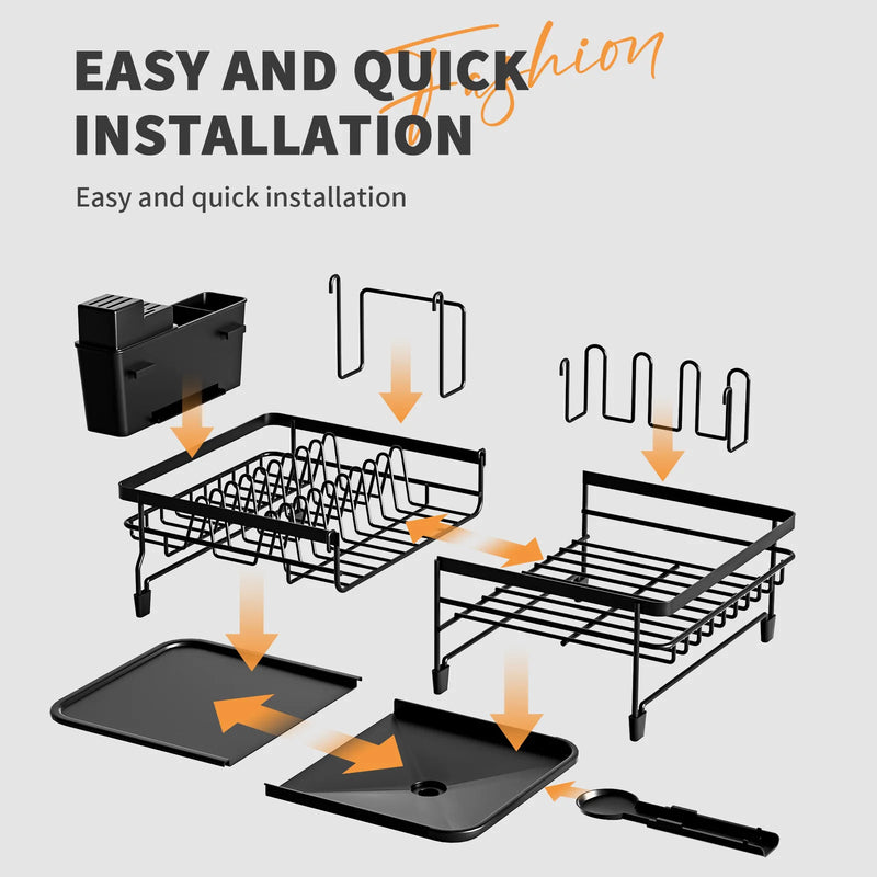 Dish Drying Rack with Drainboard – Expandable Kitchen Rack