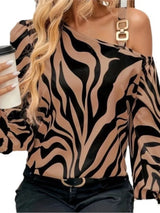 Leopard Print Off-Shoulder Blouse