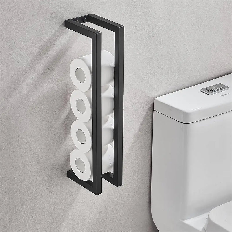 Black Towel Rack Holder - Stainless Steel