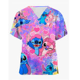 Disney Mickey or Stitch Print Medical Scrub Tops