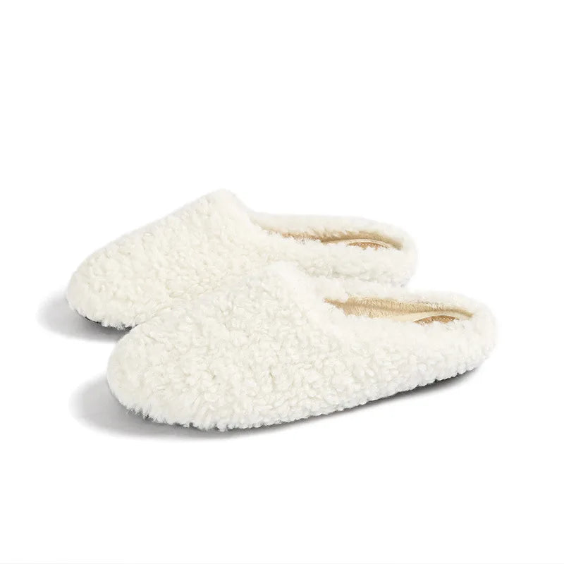 Round Toe Faux Fur Lambswool Slippers