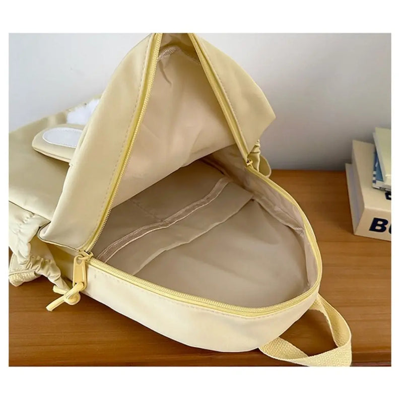 Durable Canvas Backpack with Cute Rabbit Ear Design