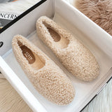 Round Toe Faux Fur Lambswool Slippers