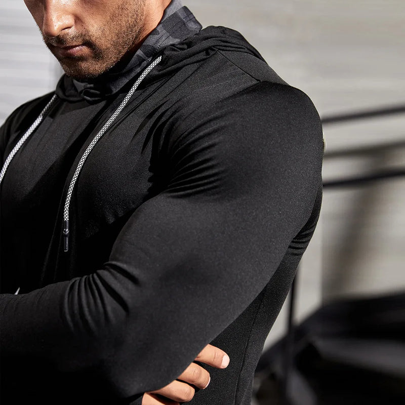 Men's Gym Thin Hoodie - Long Sleeve with Mask