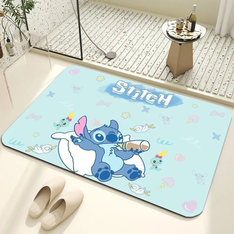 MINISO Disney Stitch Bath Mat Super Absorbent Toilet Bathroom Carpet Non Slip Kitchen Rug Home Indoor Room Decoration Doormats