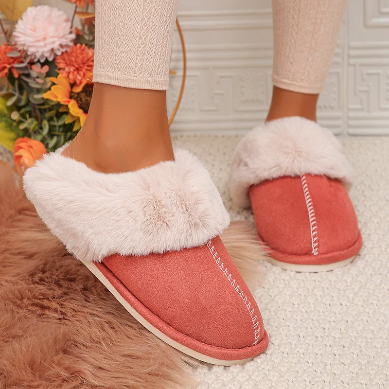 Faux Fur Thicken Plush Winter Home Slippers