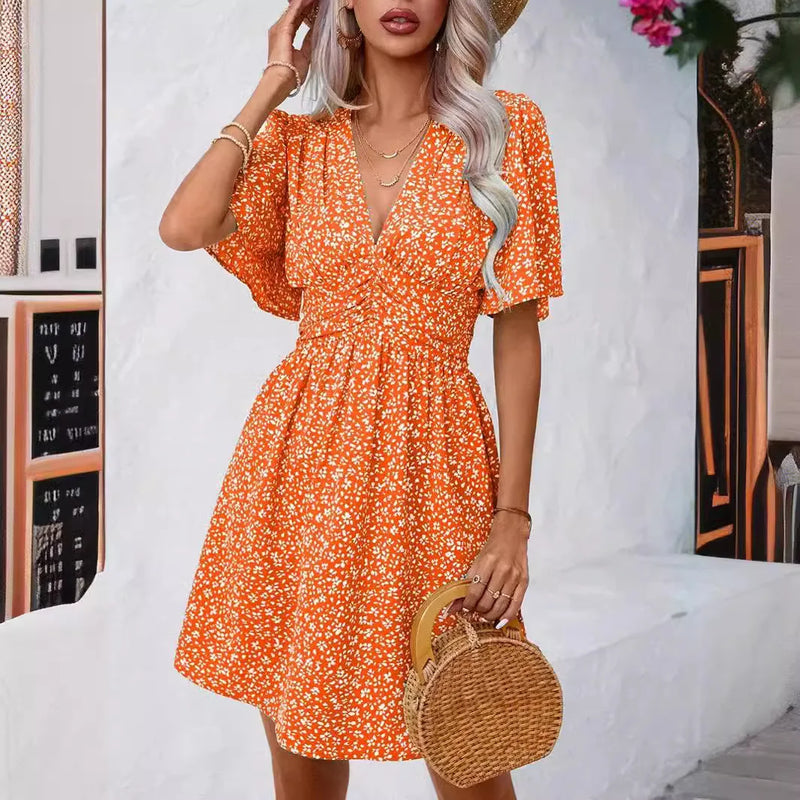 Casual Floral Loose Short Dress