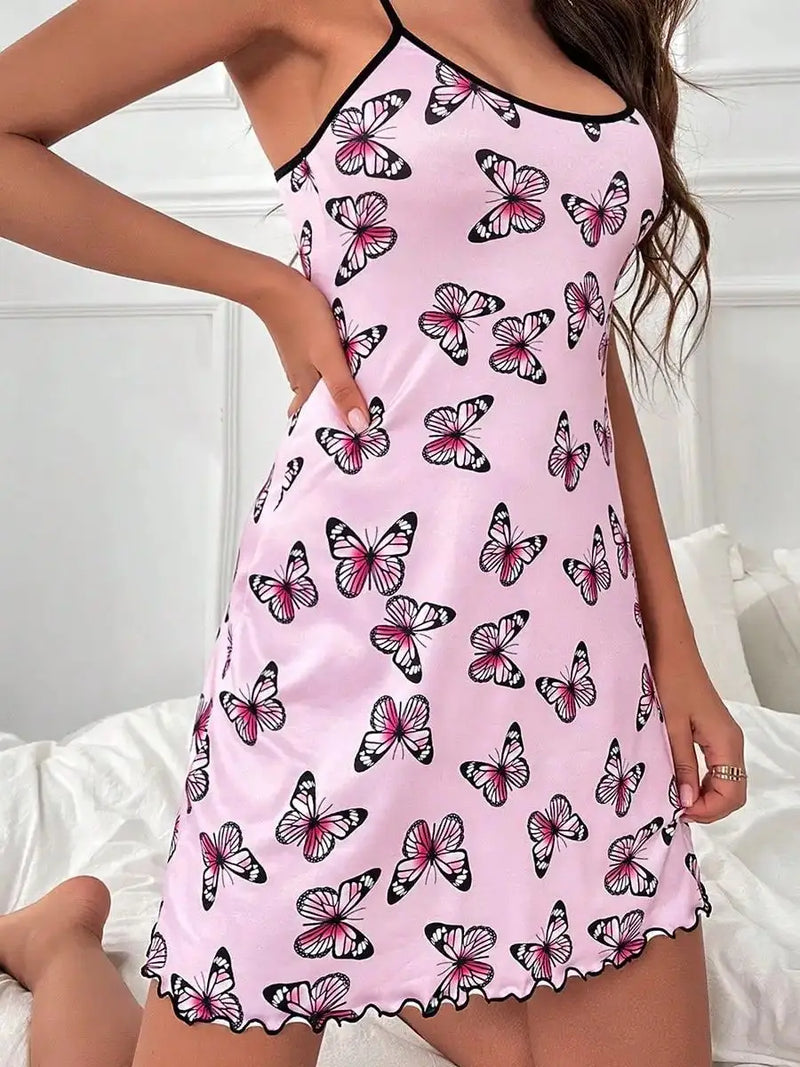 Butterfly Print Slip Nightdress