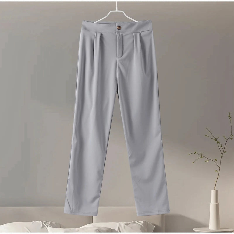 Casual O-neck Full Sleeve Pullover Pleated Long Trousers 2-Piece Outfit