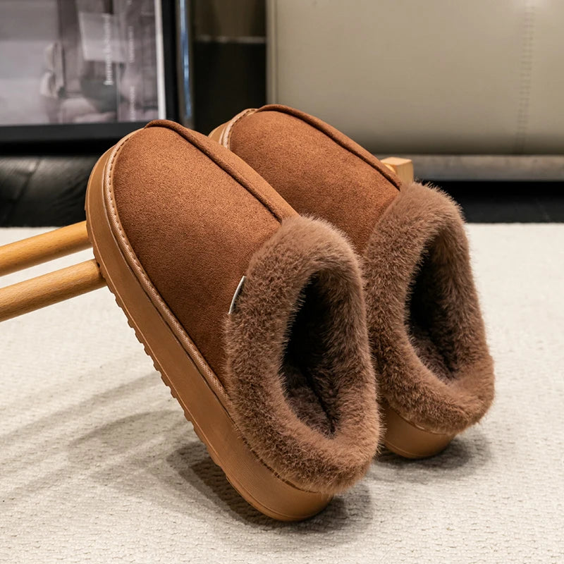 Fluffy Slippers for Men and Women: Winter Anti-Slip Fur Lined House Slippers