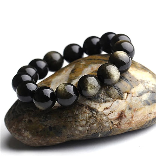 Natural Golden Obsidian Stretch Gemstone Bracelet