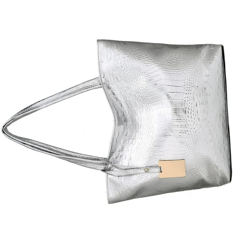 Metallic PU Leather Big Shoulder Bag