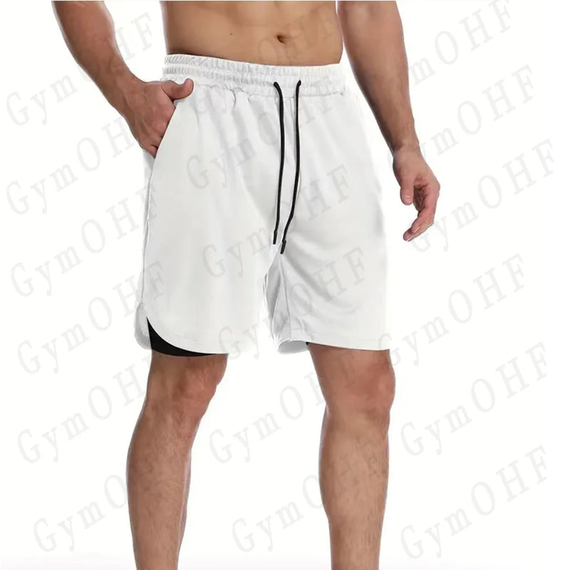 Men's Fitness Training T-shirt Sports 2-in-1 Double Layer Shorts Set