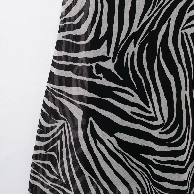 Slim Fit Long Ruffle Animal Print Backless Dress