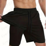 Men's Fitness Training T-shirt Sports 2-in-1 Double Layer Shorts Set