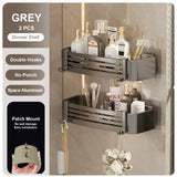 Punch-Free Bathroom or Shower Shelf - Aluminum Hanging Rack