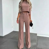 Slim Waist Wide Leg Leisure Two-Piece Set