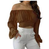 Off Shoulder Ruched Tie Back Crop Top