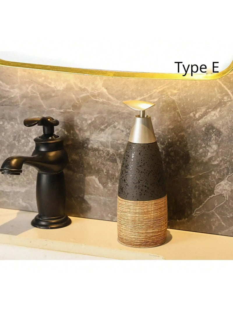 400ml Retro Style Push-Type Brushed Tapered Ceramic Soap/Lotion Bottle