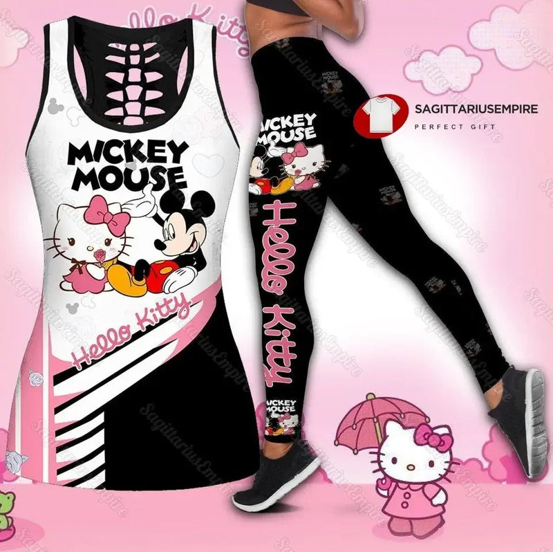 Disney Mickey Mouse Cutout Tank Top + Leggings Yoga Set