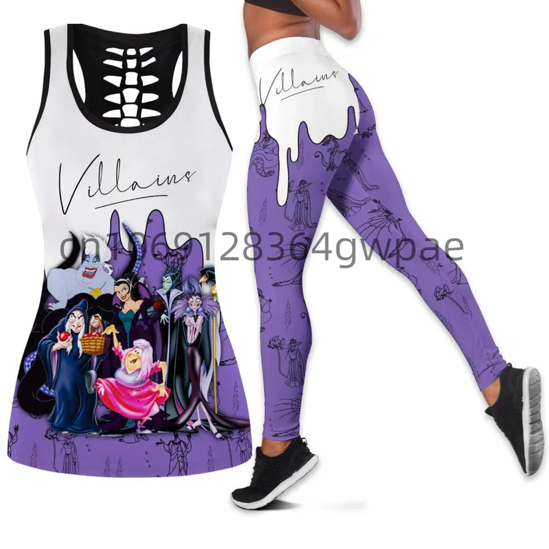 Evil Villains Cutout Tank Top + Leggings Yoga Set