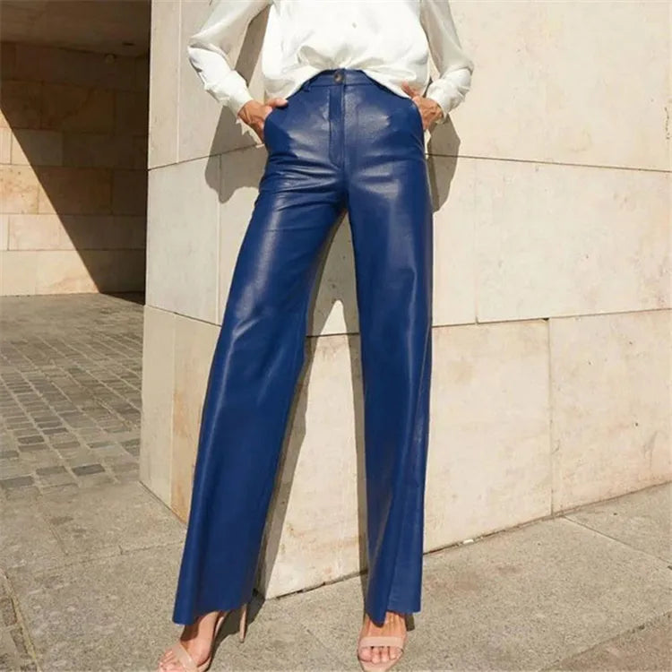 Women's Leather Pants – Slim Zipper Classic Leather Trousers