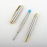 Luxury Metal Ballpoint Pen - Stainless Steel with Golden Trim