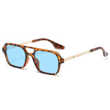 Vintage Hollow Leopard Blue Sunglasses