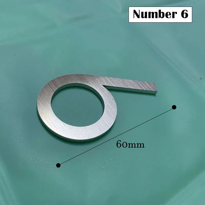 60mm Stainless Steel Self-Adhesive House Number Stickers