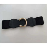 Stretchy Elastic Cinch Waist Belt with Big Gold Alloy Buckle