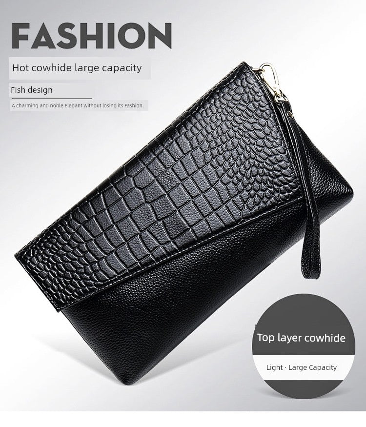 Leather Large Capacity Clutch Bag