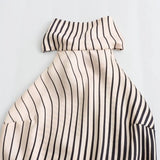 Fashion Stripe Print Hanging Neck Collar Long Dress