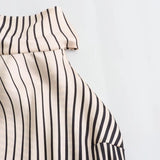 Fashion Stripe Print Hanging Neck Collar Long Dress