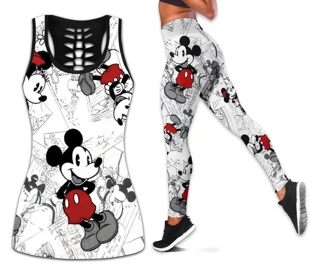 Mickey Mouse Hollow Vest and Leggings Yoga Suit