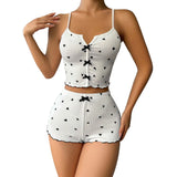 Cute Crop Top and Shorts Ribbed Pajama Set