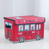 Collapsible Storage Trunk with Flip-Top Lid - School Bus Toy Basket