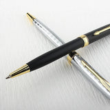 Luxury Metal Ballpoint Pen - Stainless Steel with Golden Trim