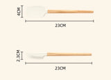 2Pcs/Set White Silicone Cream Spatula - Non-stick Pastry Blenders with Wood Handle