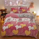 Thick Fleece Flower Duvet Cover for Girls – Pink Winter Warm Quilt Cover