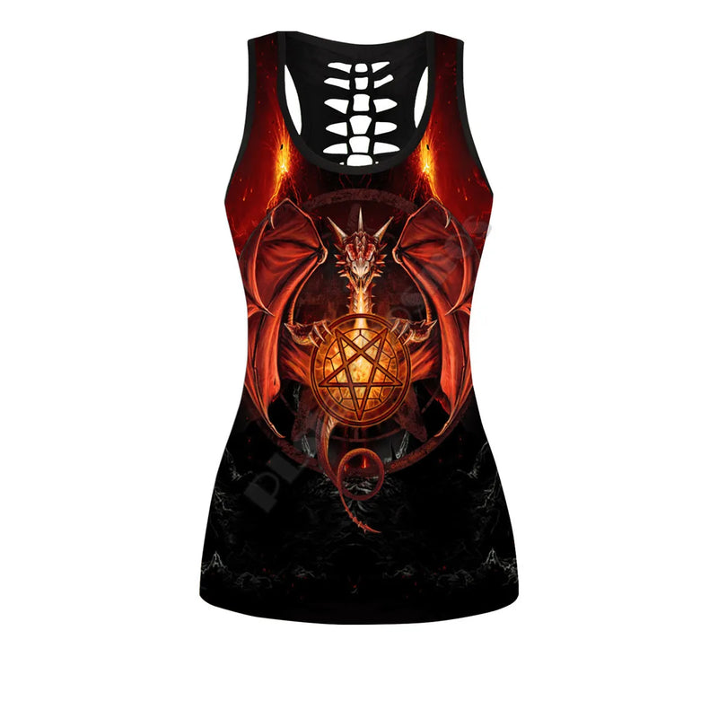 Gothic Dragon 3D Printed Tank Top+Legging Yoga Set