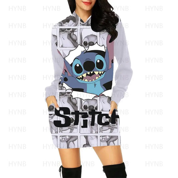 Disney Stitch Hoodie Dress – Cute Mini Sweater Dress