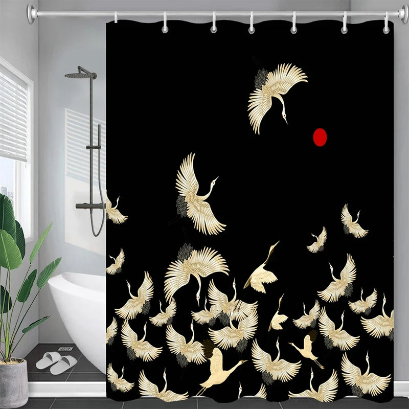 Chinese Style Flower and Birds Tree Shower Curtain