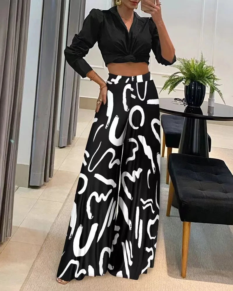 Women's Elegant Fashion Printed Wide Leg Pants