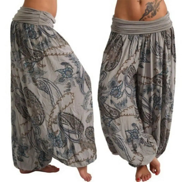 Boho Paisley Print Ankle-Tied Baggy Loose Pants