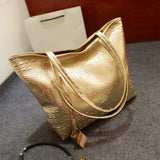 Metallic PU Leather Big Shoulder Bag