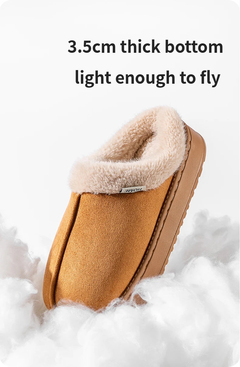 Fluffy Slippers for Men and Women: Winter Anti-Slip Fur Lined House Slippers